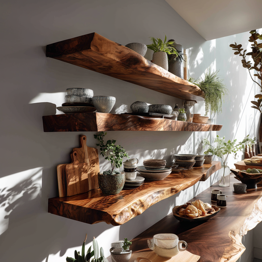 Virello Live Edge Solid Wood Floating Shelf SPA951365