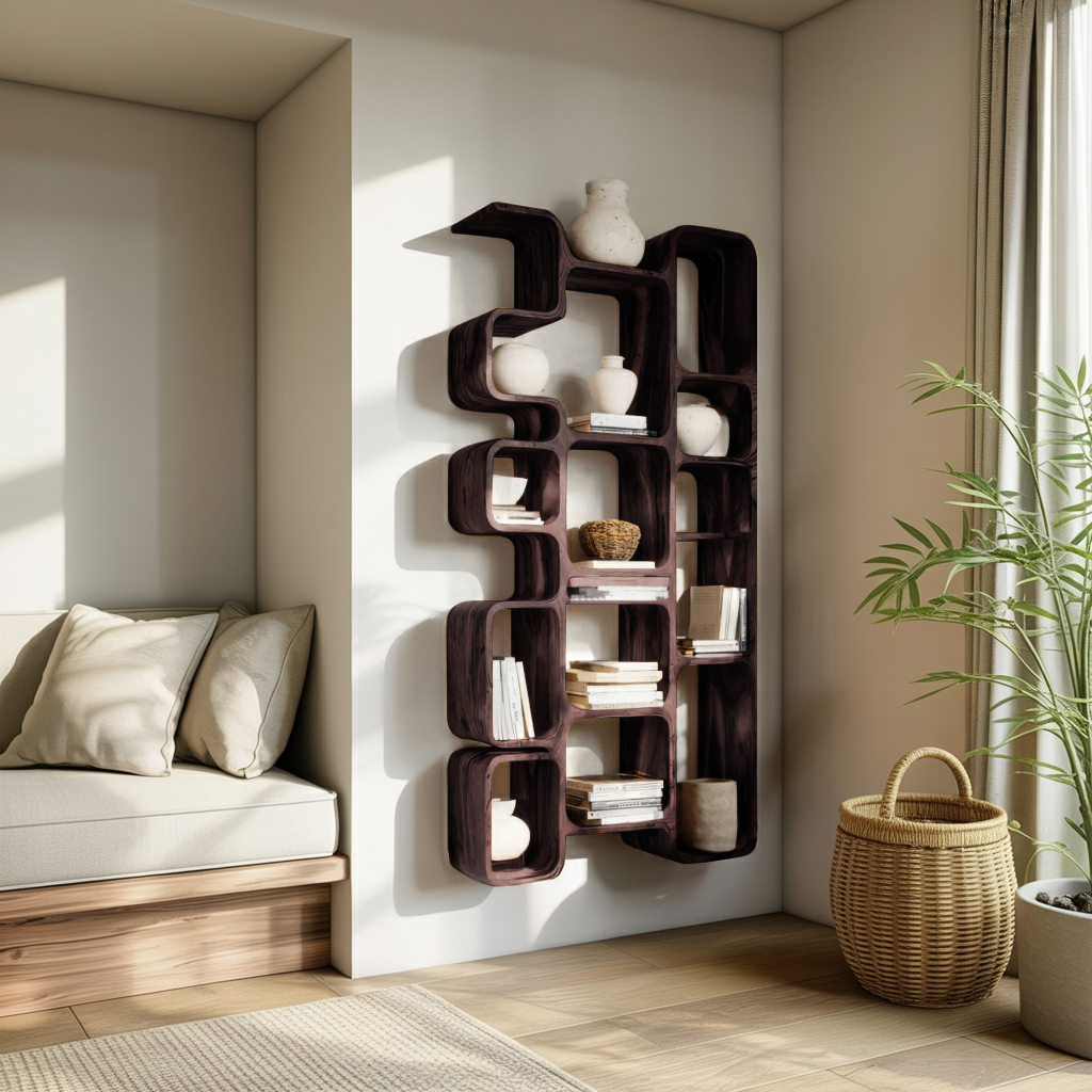 Modern Bookshelf With Integrated Compartments For Living Room Lynnsnail