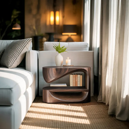 Modern Curved Nightstand With Open Shelf For Minimalist Rooms Lynnsnail