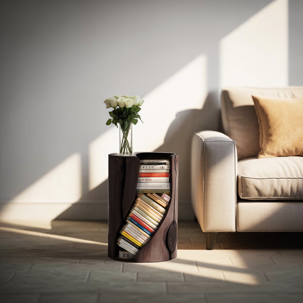 Modern Organic Bookcase With Accent Design For Living Room Lynnsnail