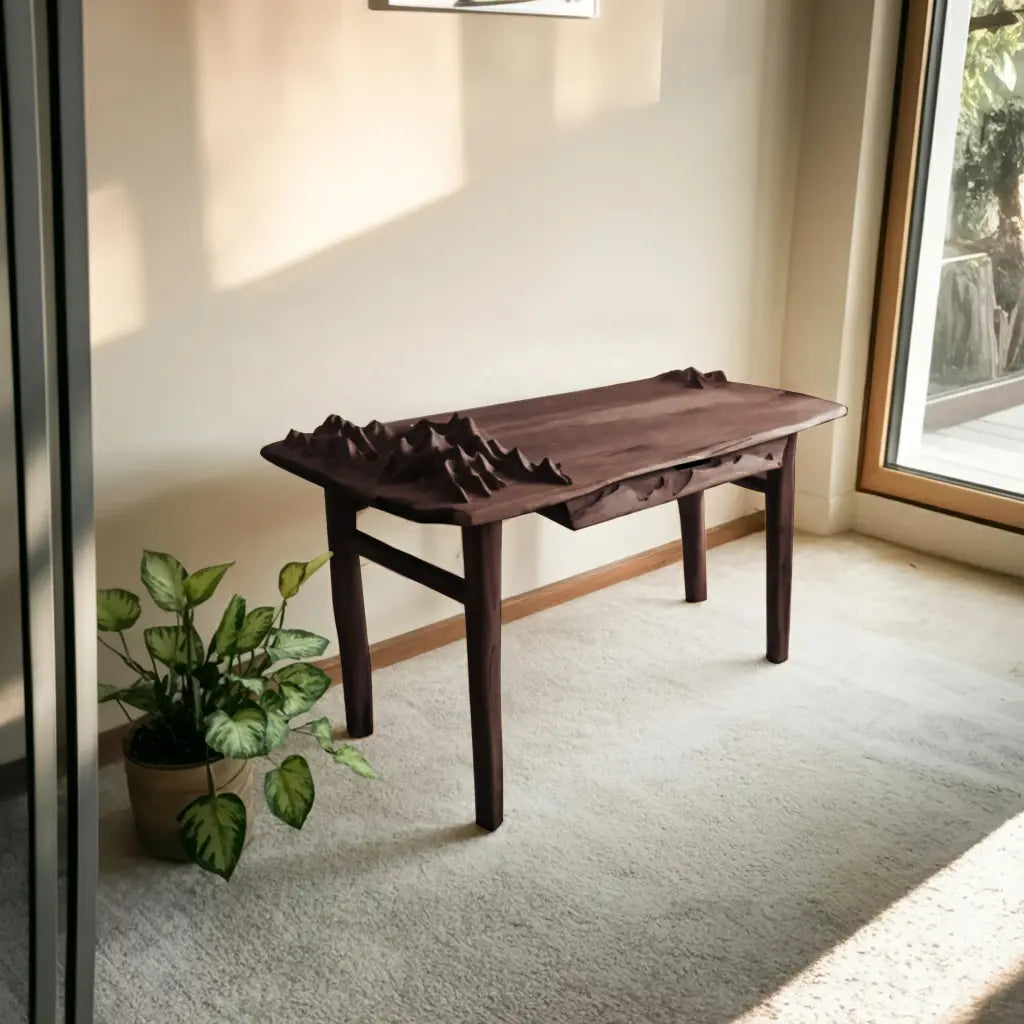 Mountain Carving Desk With 3D Detail For Studio Office And Reading Corner Lynnsnail