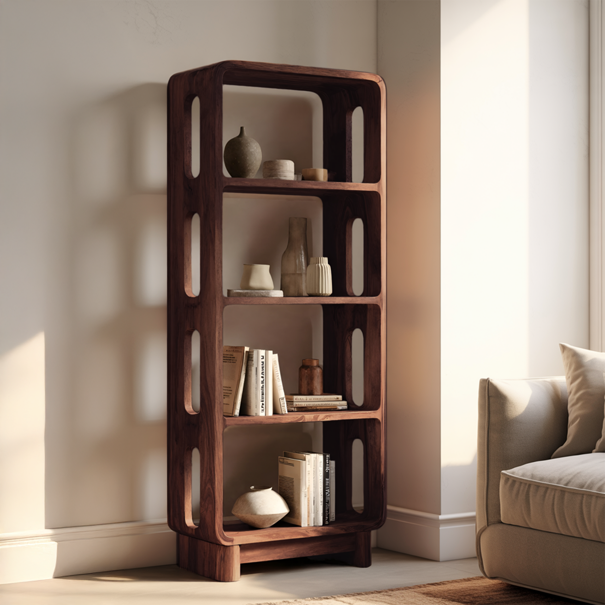Contemporary Tall Bookshelf For Living Or Bedroom Lynnsnail
