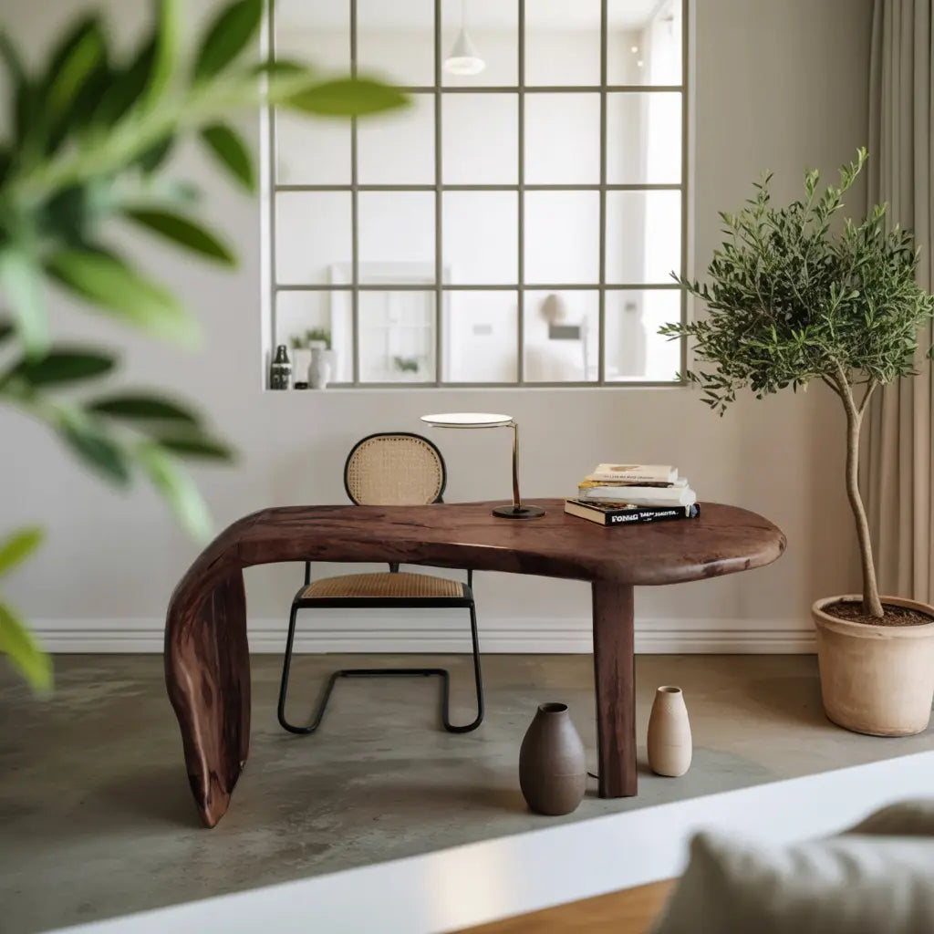 Live Edge Desk With Organic Curved Design For Home Office And Workspace Lynnsnail