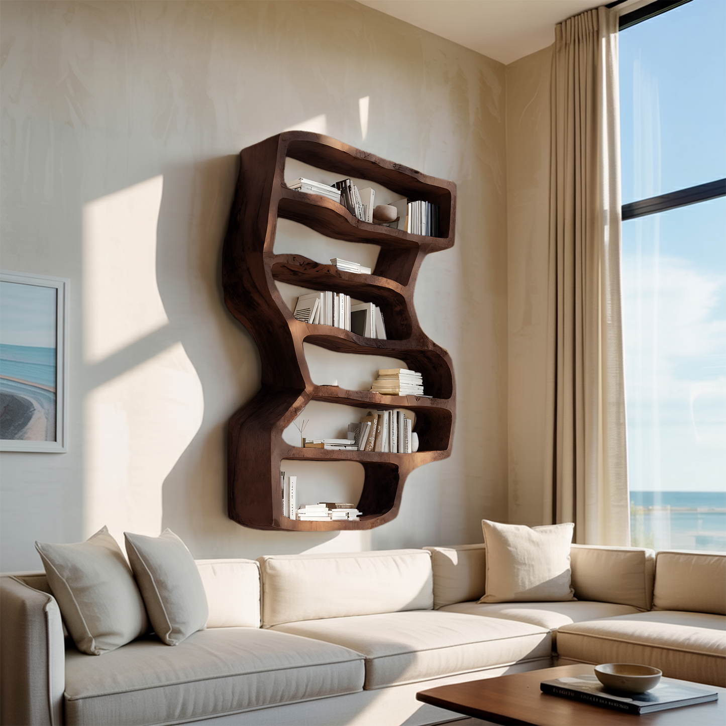 Organic Sculptural Wall Bookcase For Living Room Decor Lynnsnail