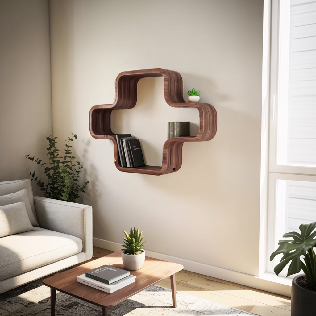 Modern Geometric Wall Mounted Bookshelf For Living Room And Office Lynnsnail