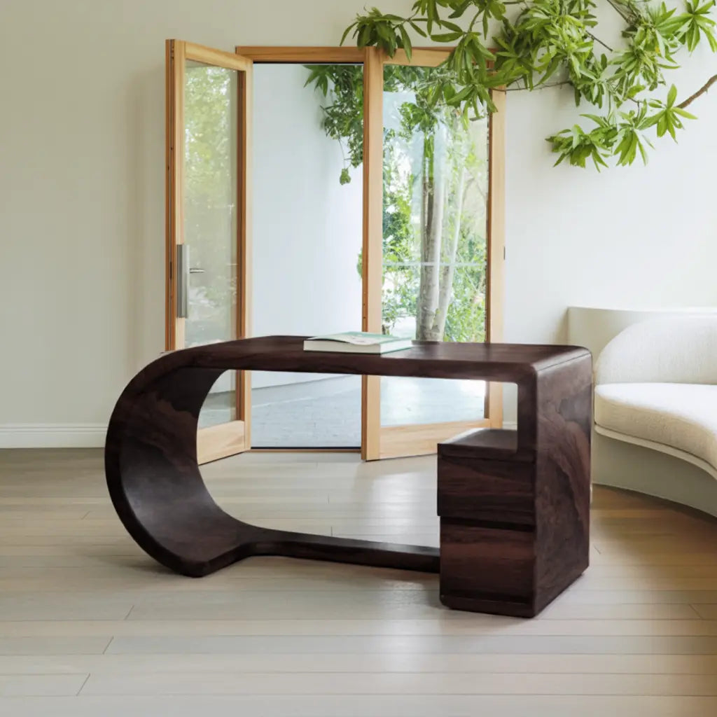 Curved Sculptural Desk With Fluid Form For Home Office And Studio Lynnsnail