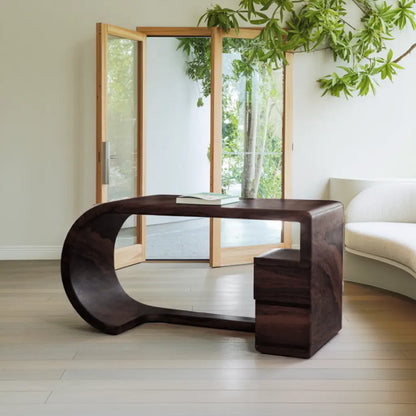 Curved Sculptural Desk With Fluid Form For Home Office And Studio Lynnsnail