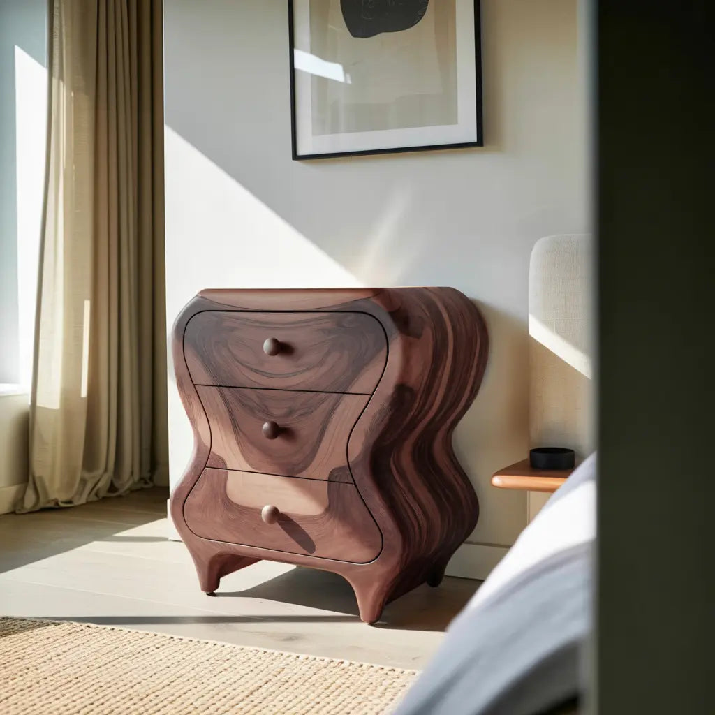 Sculptural Cabinet With Organic Curves And Drawers For Bedroom And Entryway Lynnsnail