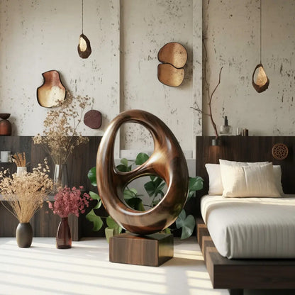 Farmhouse Abstract Wood Garden Sculpture For Yard Decor Lynnsnail