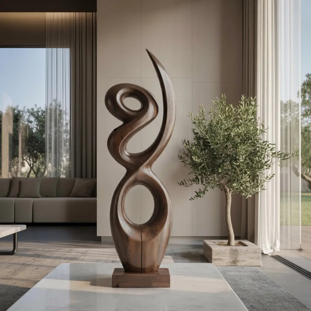 Handcrafted Wooden Abstract Sculpture For Living Room Lynnsnail
