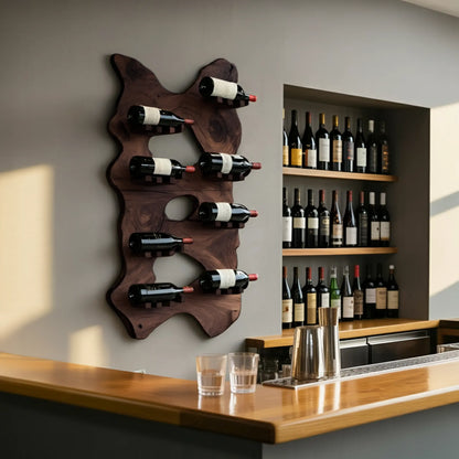 Mid Century Wooden Live Edge Wine Holder For Living Room Decor Lynnsnail