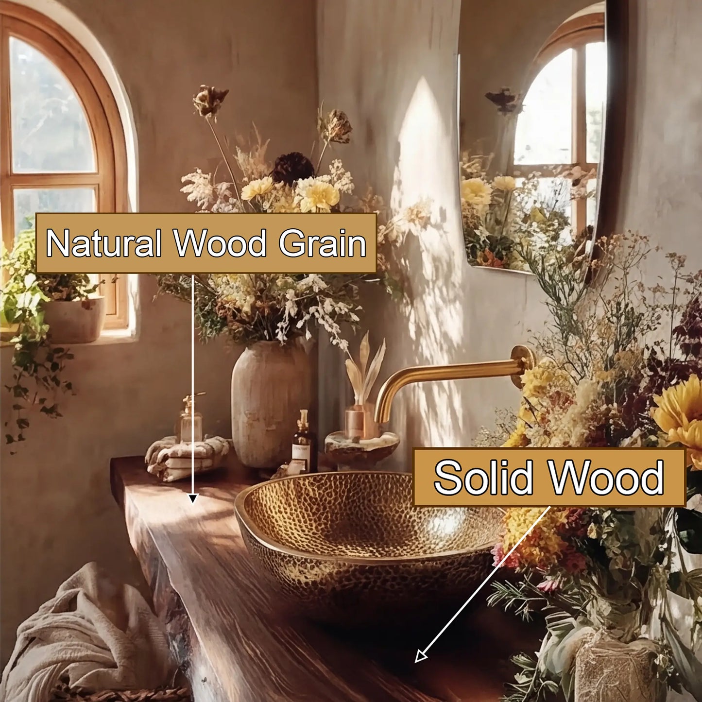 Zavaro Handcrafted Live Edge Solid Wood Floating Bathroom Vanity SPA245625 Lynnsnail