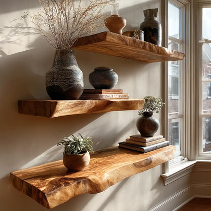 Zenvora Live Edge Solid Wood Floating Shelf SPA965832 Lynnsnail