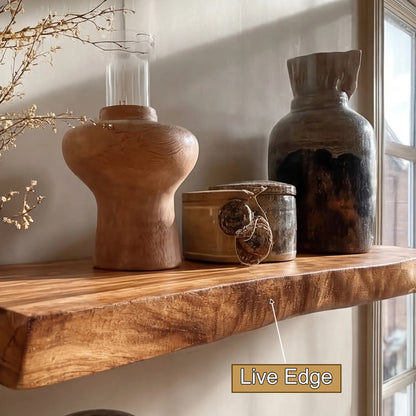 Zenvora Live Edge Solid Wood Floating Shelf SPA965832 Lynnsnail