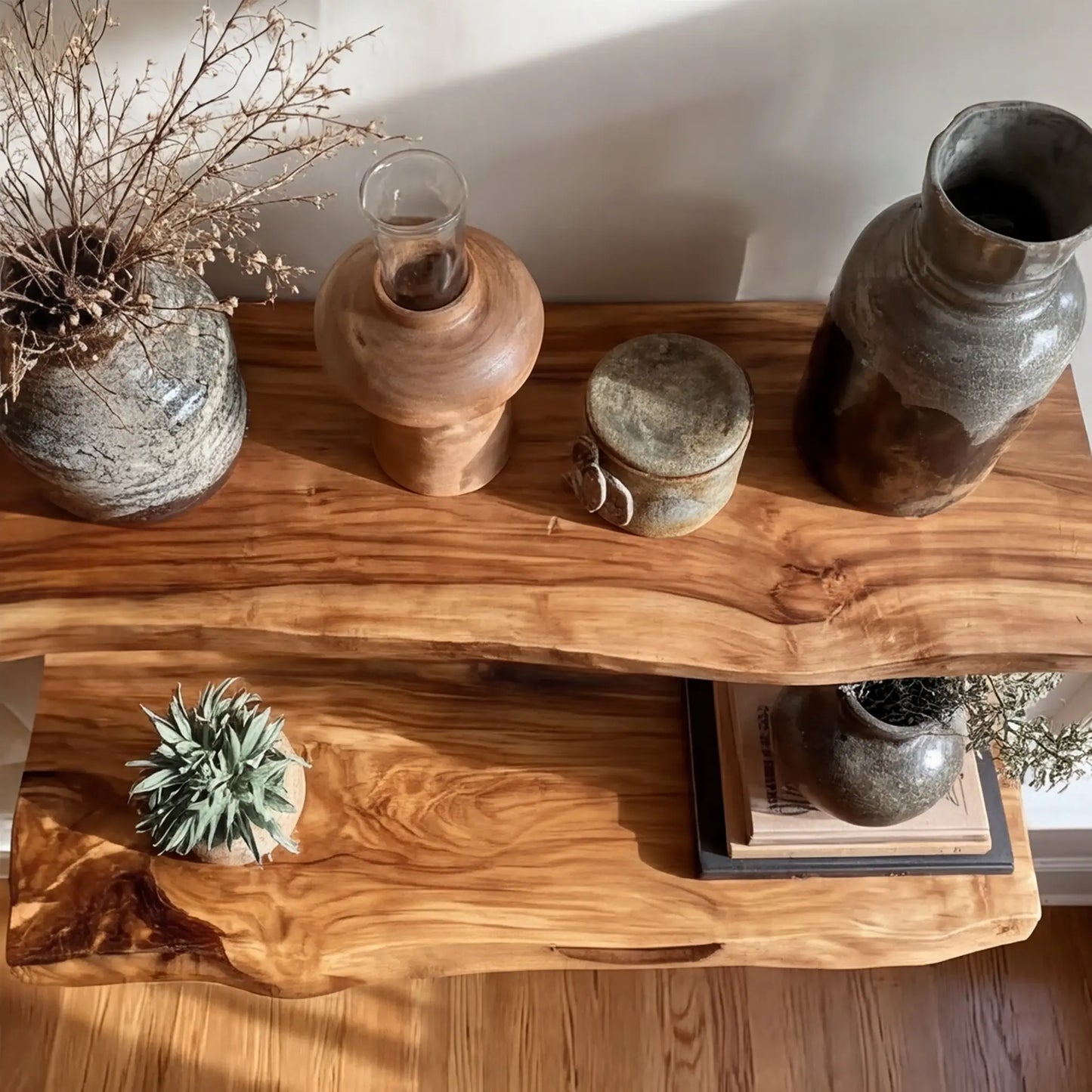 Zenvora Live Edge Solid Wood Floating Shelf SPA965832 Lynnsnail