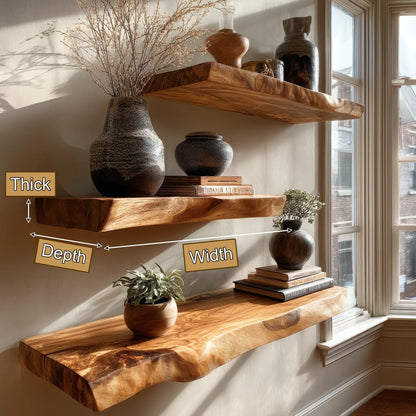 Zenvora Live Edge Solid Wood Floating Shelf SPA965832 Lynnsnail