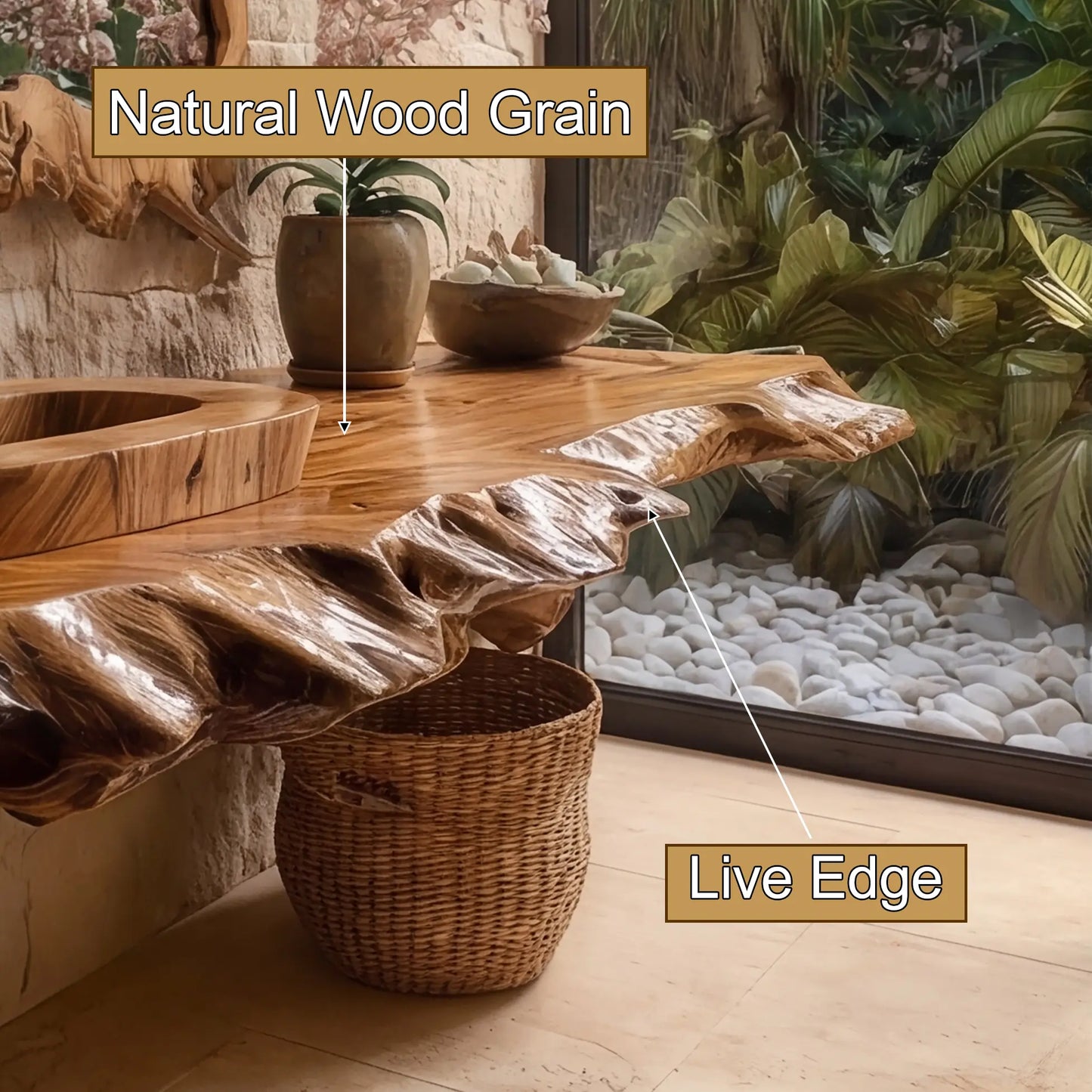 Zerano Live Edge Solid Wood Floating Bathroom Vanity SPA304290 Lynnsnail