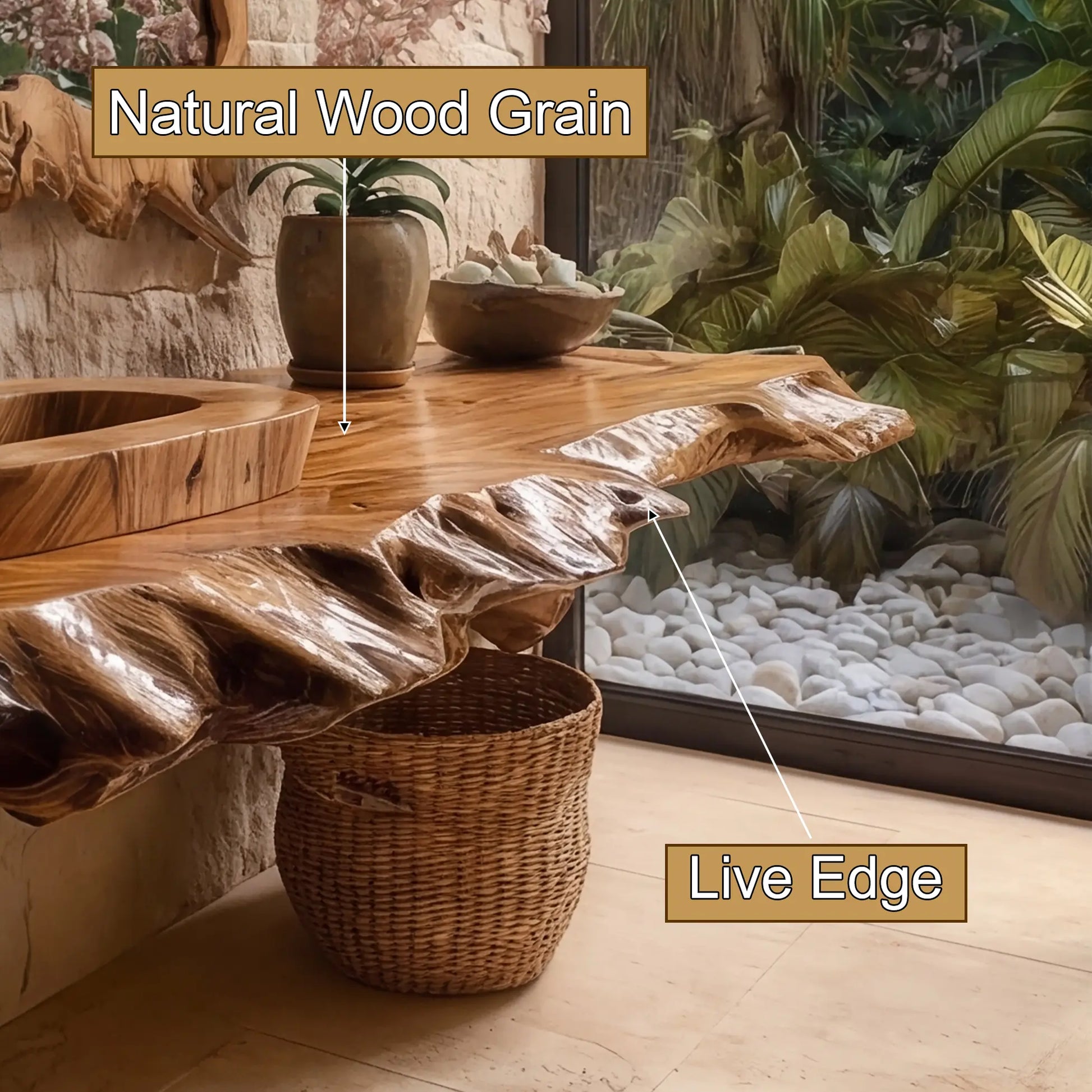 Zerano Live Edge Solid Wood Floating Bathroom Vanity SPA304290 Lynnsnail