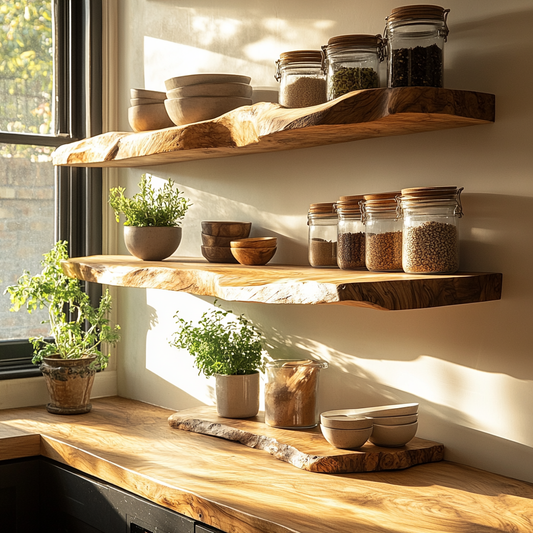 Zerivon Live Edge Solid Wood Floating Shelf SPA526841