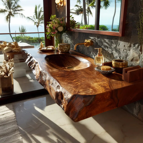 Zerona Live Edge Solid Wood Floating Bathroom Vanity with Integrated Sink SPA353646 Lynnsnail