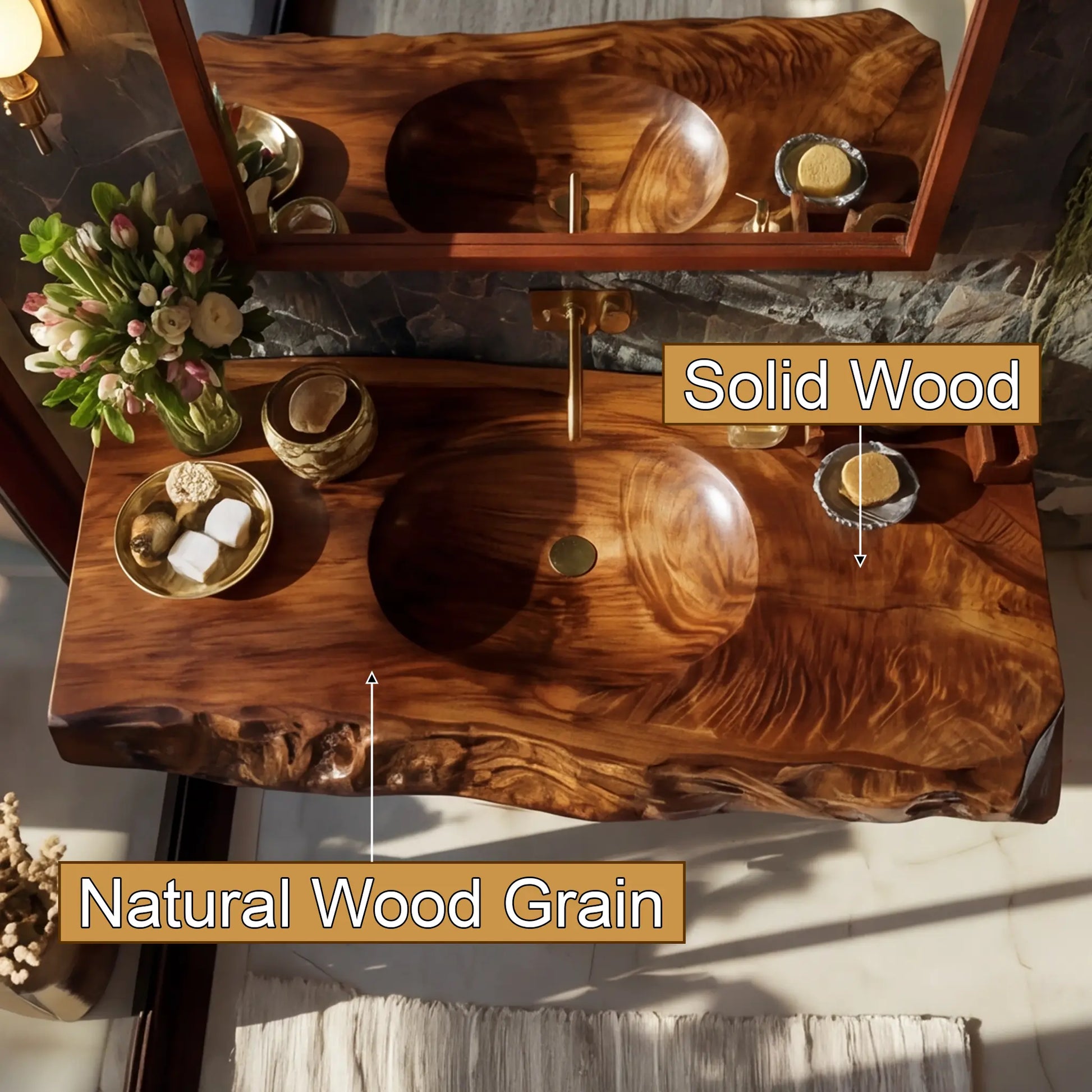 Zerona Live Edge Solid Wood Floating Bathroom Vanity with Integrated Sink SPA353646 Lynnsnail