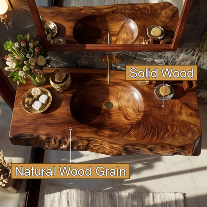 Zerona Live Edge Solid Wood Floating Bathroom Vanity with Integrated Sink SPA353646 Lynnsnail