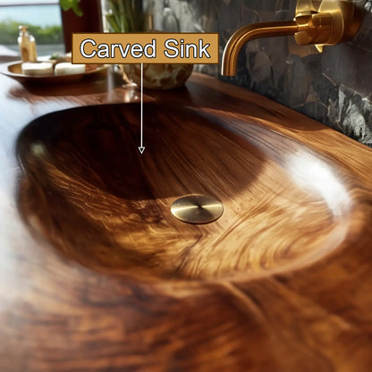 Zerona Live Edge Solid Wood Floating Bathroom Vanity with Integrated Sink SPA353646 Lynnsnail