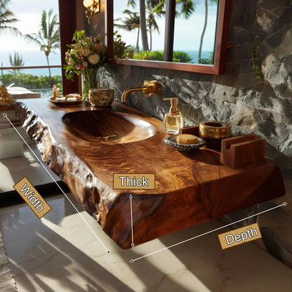 Zerona Live Edge Solid Wood Floating Bathroom Vanity with Integrated Sink SPA353646 Lynnsnail