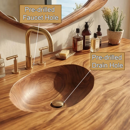 Zerune Live Edge Solid Wood Floating Bathroom Vanity with Integrated Sink and Open Storage Lynnsnail