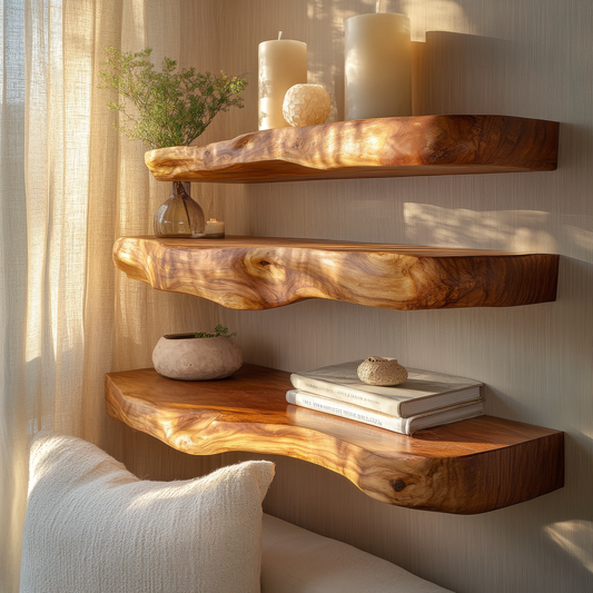 Zorvane Live Edge Solid Wood Floating Shelf SPA947232