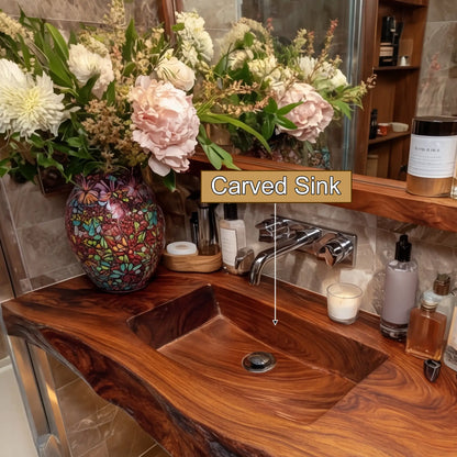 Zorvyn Live Edge Solid Wood Floating Bathroom Vanity with Integrated Sink SPA965784 Lynnsnail