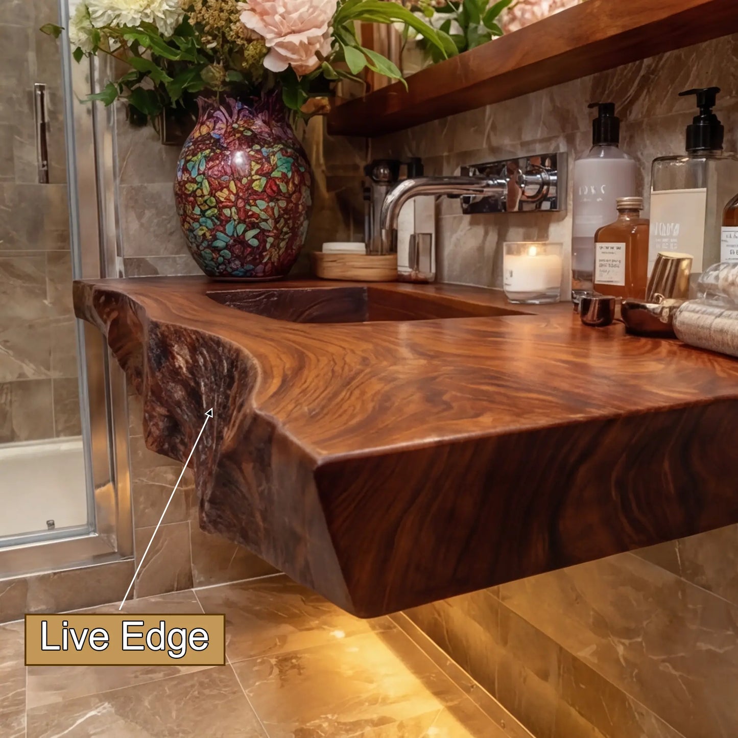 Zorvyn Live Edge Solid Wood Floating Bathroom Vanity with Integrated Sink SPA965784 Lynnsnail