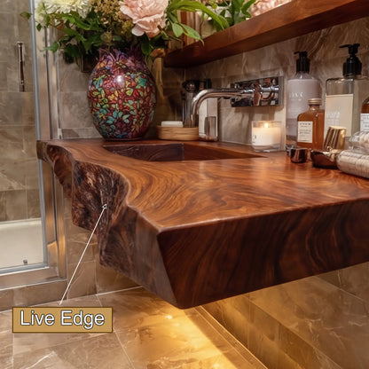 Zorvyn Live Edge Solid Wood Floating Bathroom Vanity with Integrated Sink SPA965784 Lynnsnail