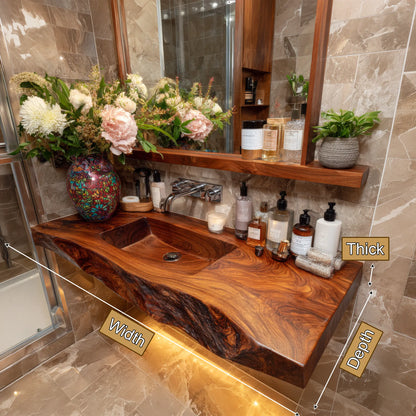 Zorvyn Live Edge Solid Wood Floating Bathroom Vanity with Integrated Sink SPA965784 Lynnsnail
