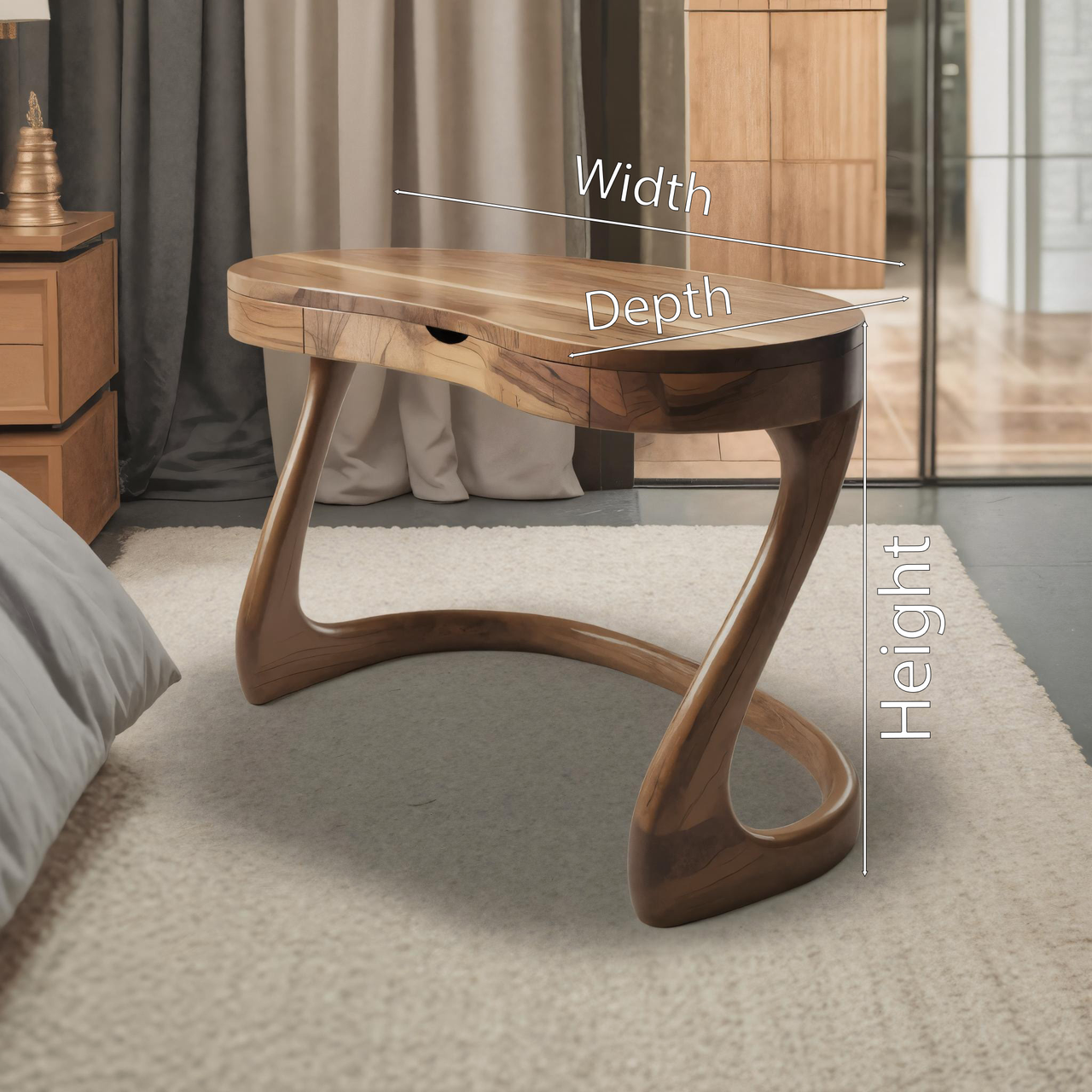 Modern Sculpted Desk With Drawers For Minimalist Home Office Lynnsnail