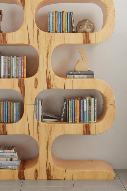 Modern Curved Bookshelf For Japandi Or Minimalist Living Room Lynnsnail