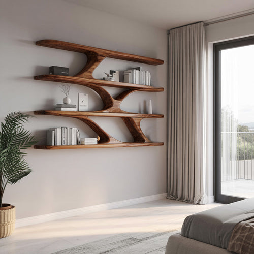 Modern Sculptural Wall Mounted Bookshelf For Bedroom Lynnsnail