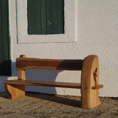 Rustic Organic Bench With Sculptural Armrest For Garden Or Entryway Lynnsnail