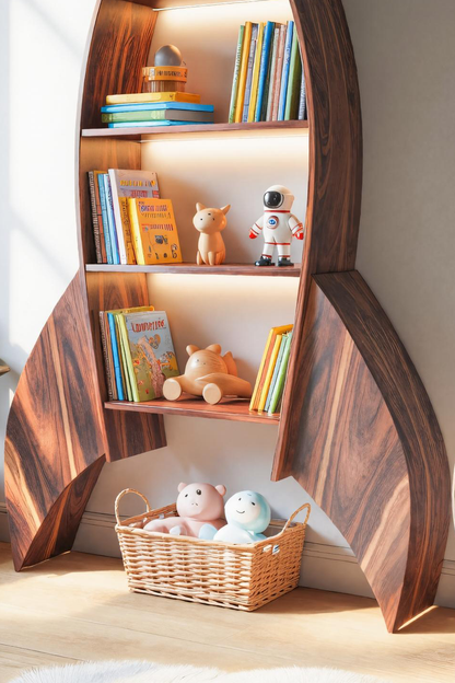 Rocket Shaped Bookshelf For Nursery Or Playroom Lynnsnail