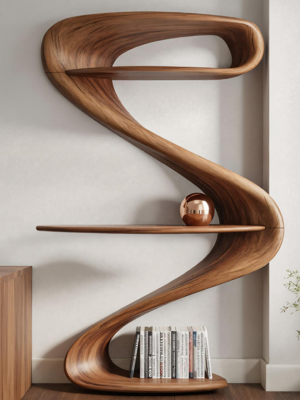 Modern Wave Bookshelf For Living Room Or Contemporary Interior Lynnsnail