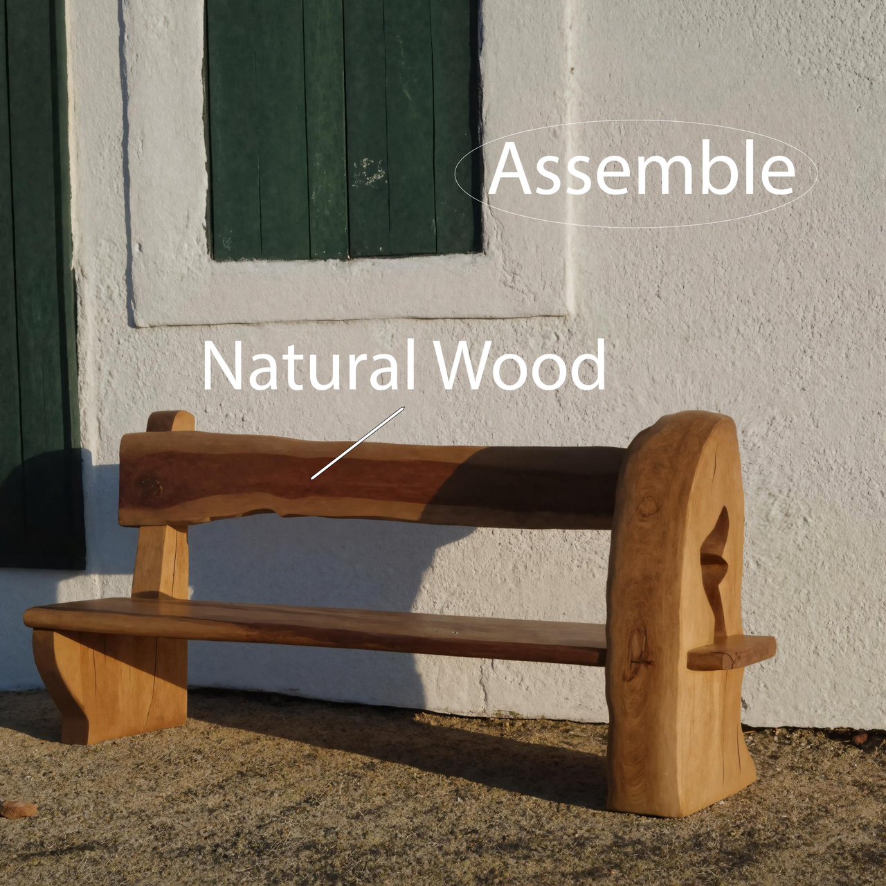 Rustic Organic Bench With Sculptural Armrest For Garden Or Entryway Lynnsnail