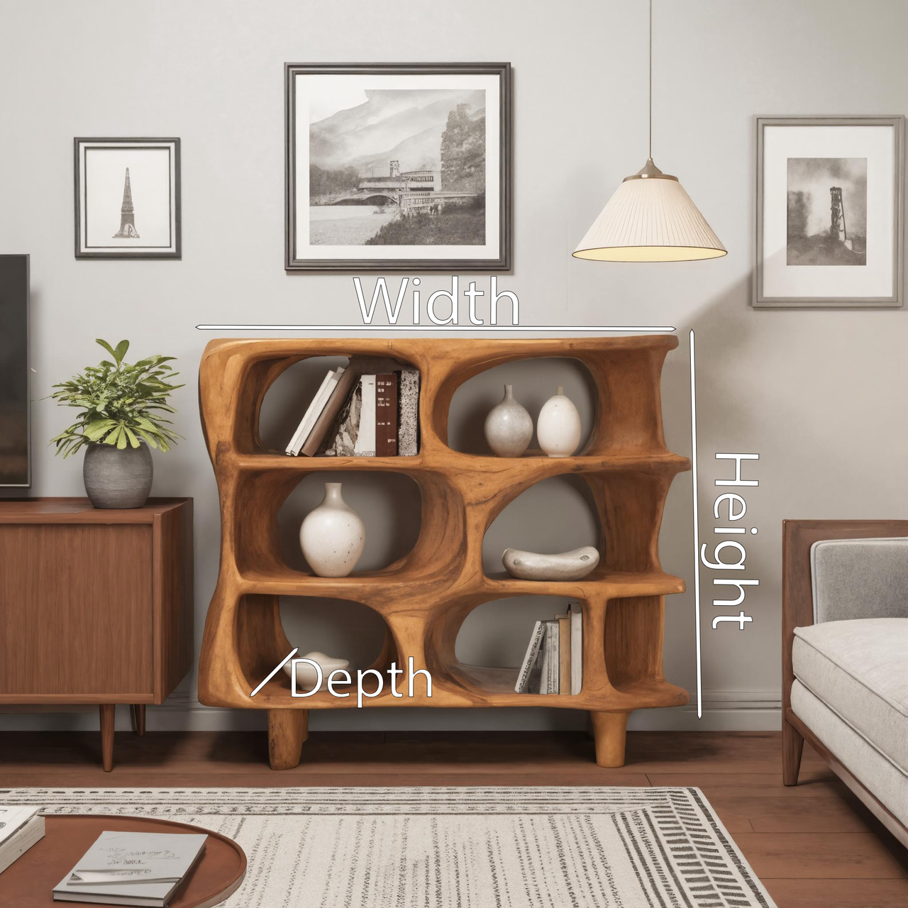 Modern Organic Sculptural Bookshelf For Living Room Or Office Lynnsnail