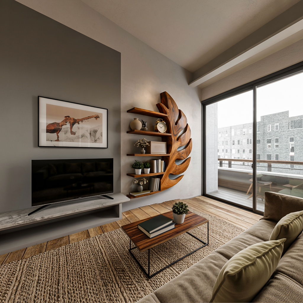 Contemporary Wooden Leaf Shape Floating Bookshelf For Home Decor Lynnsnail