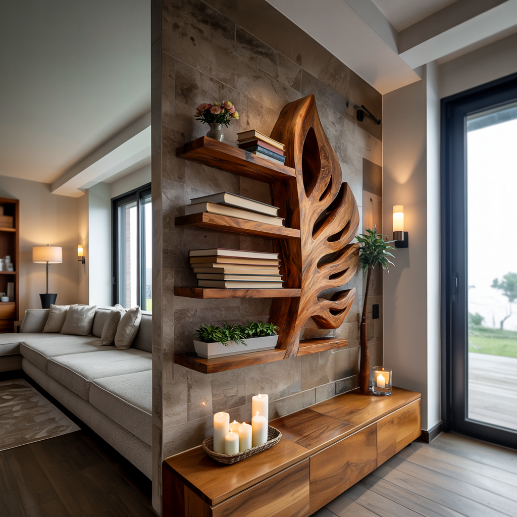 Nature Inspired Wooden Leaf Bookshelf for Modern Interior Lynnsnail