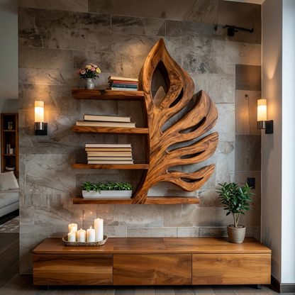 Nature Inspired Wooden Leaf Bookshelf for Modern Interior Lynnsnail