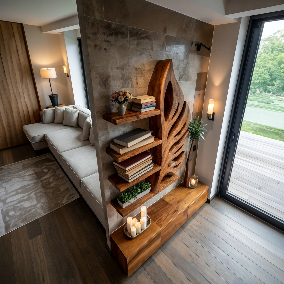 Nature Inspired Wooden Leaf Bookshelf for Modern Interior Lynnsnail