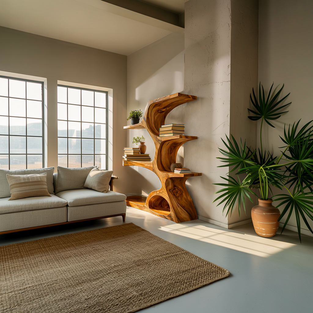Artistic Curved Bookshelf For Contemporary Home Lynnsnail