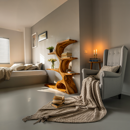 Artistic Curved Bookshelf For Contemporary Home Lynnsnail