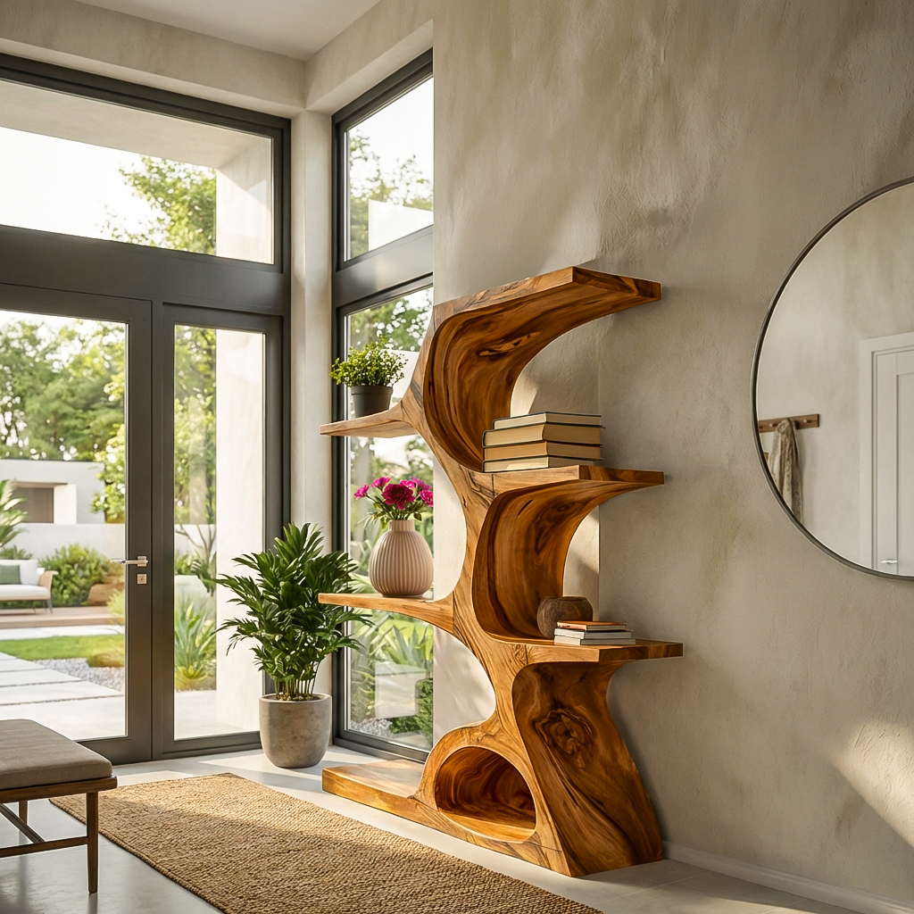 Artistic Curved Bookshelf For Contemporary Home Lynnsnail