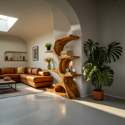 Artistic Curved Bookshelf For Contemporary Home Lynnsnail